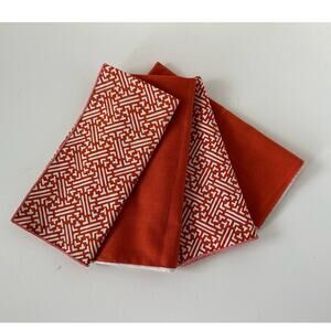 Vintage Cloth Napkins, burnt orange and cream, set of 4
